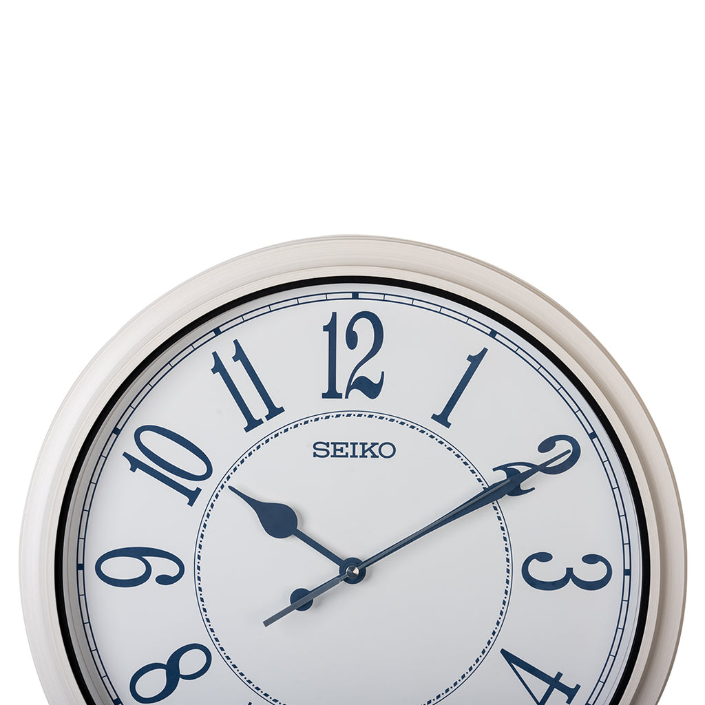 Seiko Online QXA801W White Clock with Blue Markers SEIKO CLOCKS