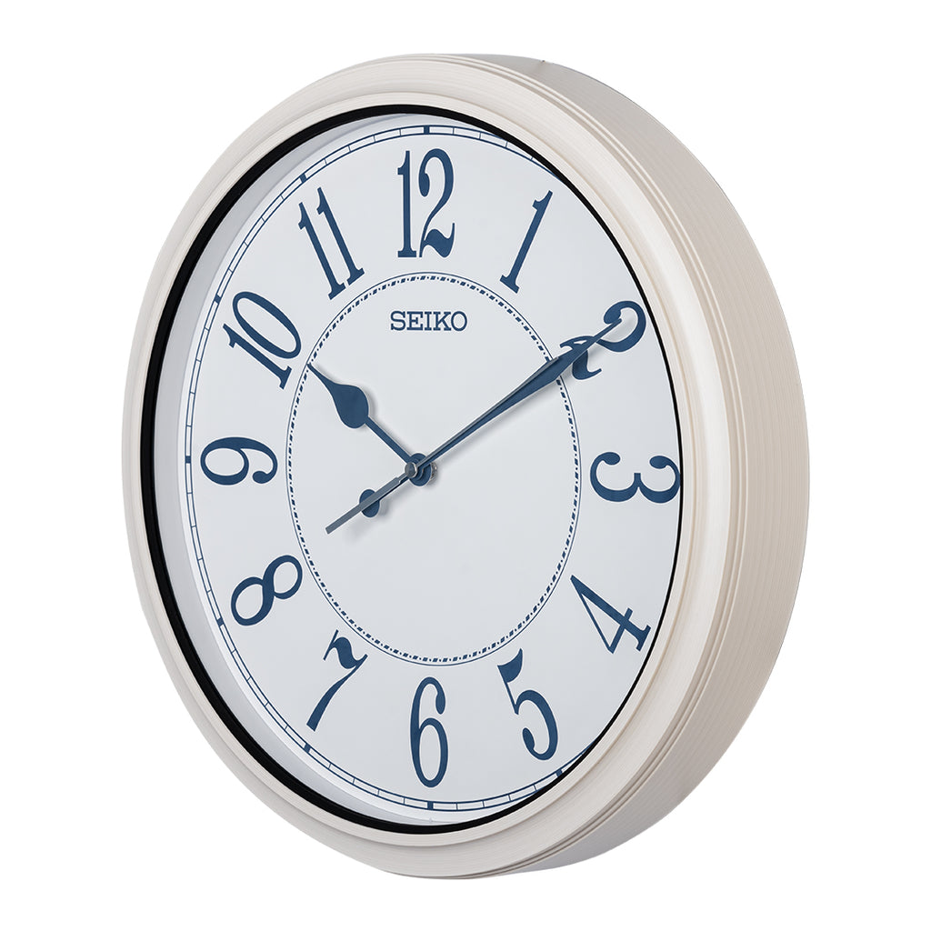 Seiko Online QXA801W White Clock with Blue Markers SEIKO CLOCKS