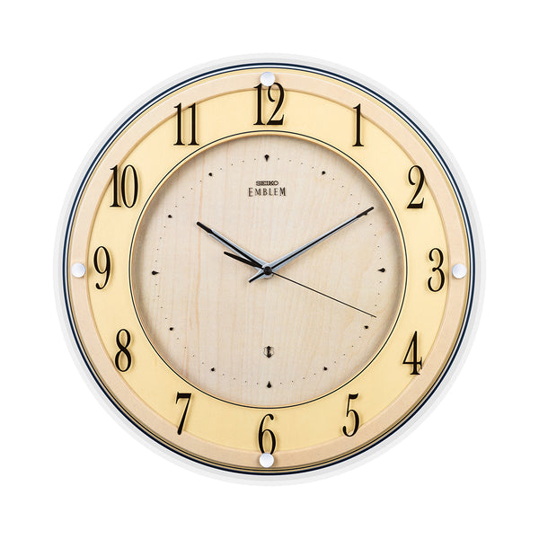 AHS558B EMBLEM Wooden Case Quiet Sweep Silent Movement Wall Clock