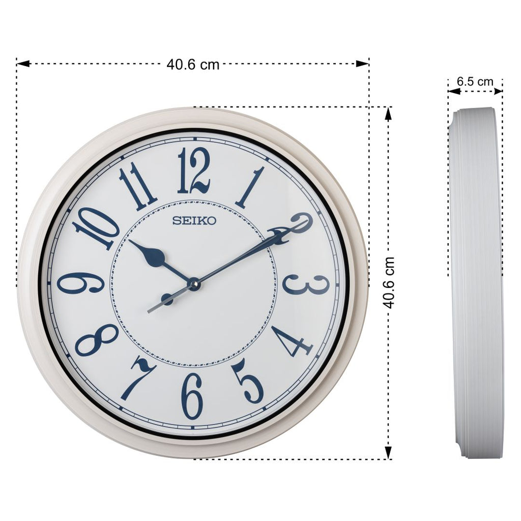 Seiko Online QXA801W White Clock with Blue Markers – SEIKO CLOCKS 