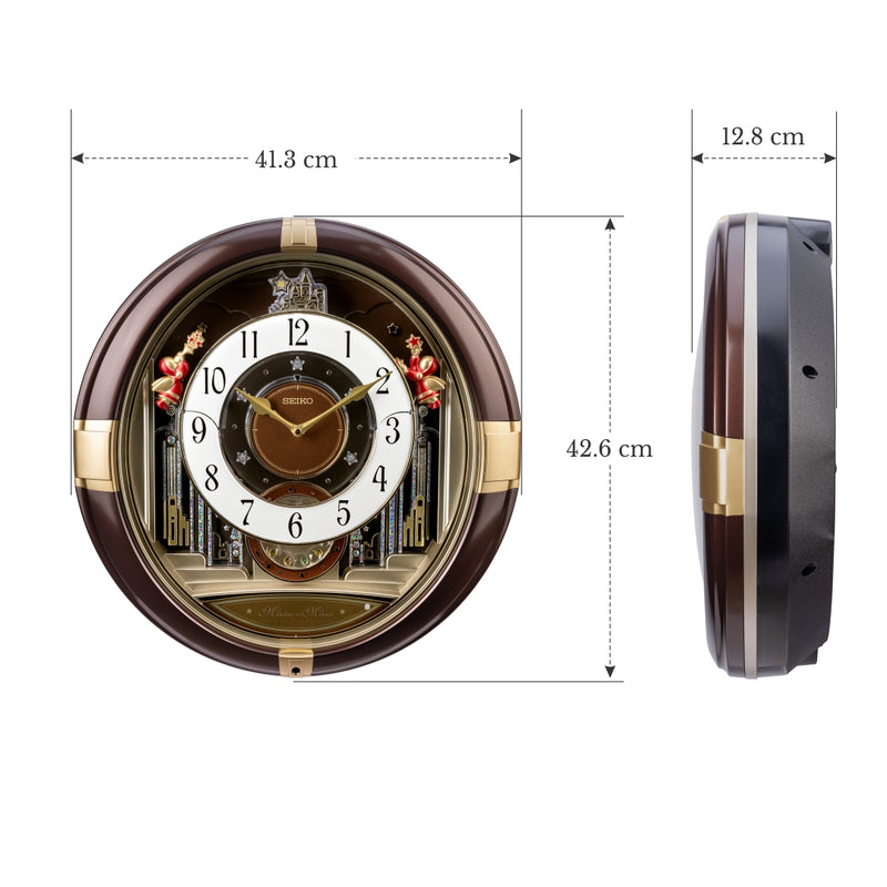 QXM613B Gold and Brown Melodies in Motion Clock