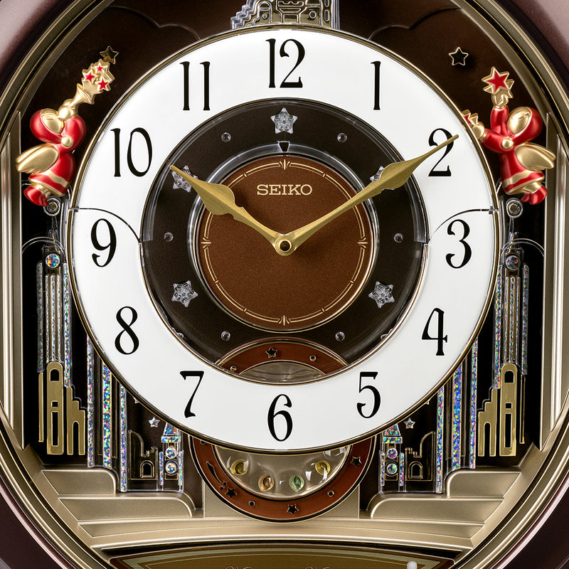 QXM613B Gold and Brown Melodies in Motion Clock