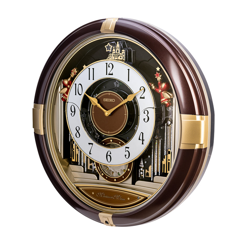 QXM613B Gold and Brown Melodies in Motion Clock