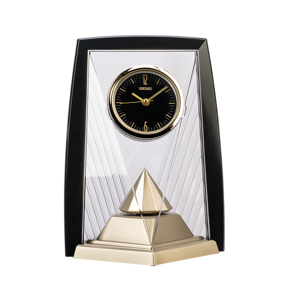 QXN234K Contemporary Black and Gold Desk Clock