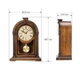 QXQ036B Vertical Brown Wooden Dual Chimes Table Top Clock with Pendulum