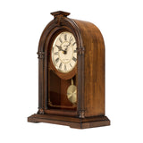 QXQ036B Vertical Brown Wooden Dual Chimes Table Top Clock with Pendulum