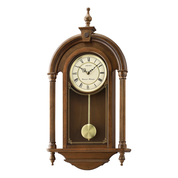 Seiko Clocks QXH075B Alderwood Pendulum Clock with Hourly Strike